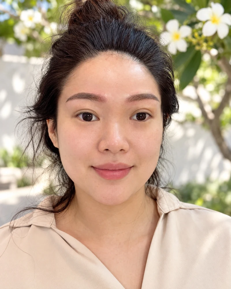 Jimary client headshot, face AI-generated, brows are her real result